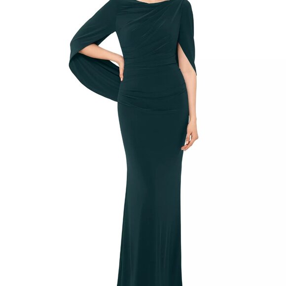 Betsy & Adam Womens Drape Back Zipper Gown Dress Forest Green Size 8 NWT - Picture 1 of 6